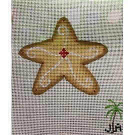 Needlepoint Handpainted Needlepoint Canvas Gingerbread Star Cookie Christmas Ornament,18ct