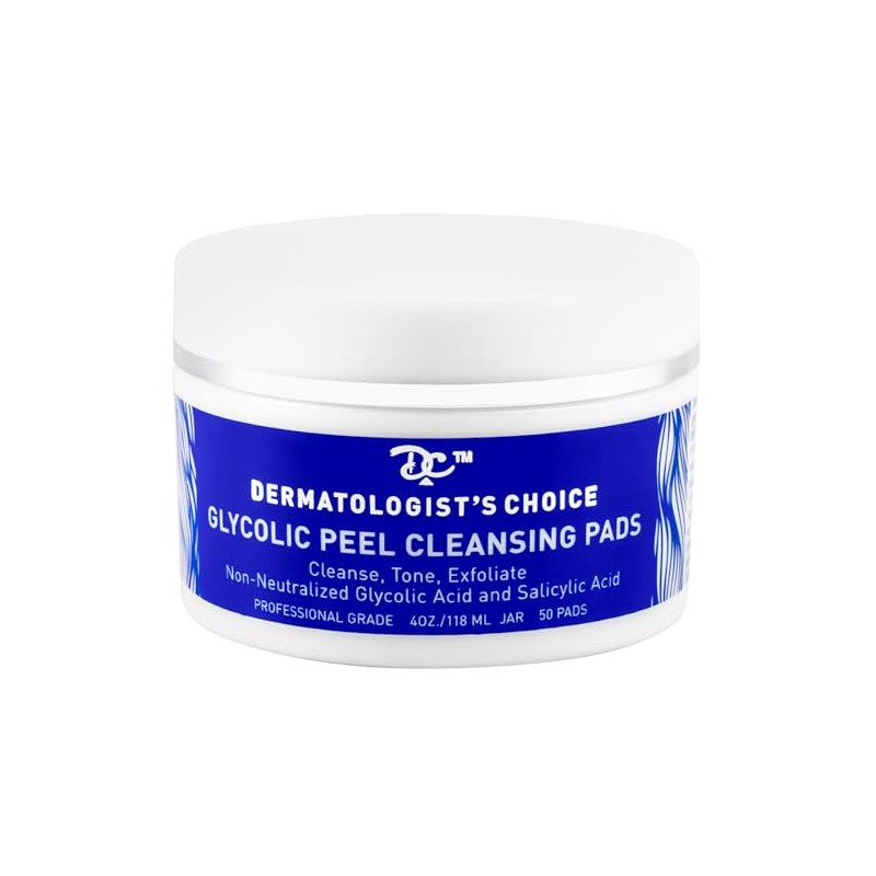 Dermatologist's Choice 10% Non-Neutralized Glycolic Peel Cleansing Pads with Salicylic