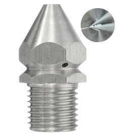 Pipe Cleaning Nozzle, Pressure Washer Nozzle, Cleaning Nozzle, Sewer System, Durable, Three Holes Before and After Used for Car Washing in the Sewer Garden, Stainless Steel, 1/4 Outer Wire