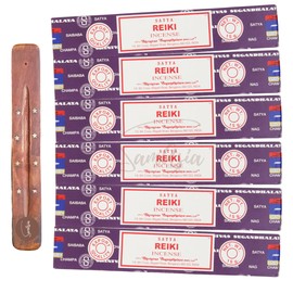Satya Nag Champa Rieki Incense Sticks | x6 pack | with SAMASIA incense sticks holder | Used for Aromatherapy, Spa, Yoga, Weddings, Meditation, Healing, Positivity and Relaxation