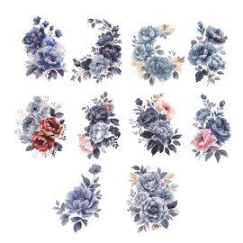 Komorebi pierce 10 Pcs Tattoo Stickers, 2 Weeks Disappearing Tattoos, Shoulder, Back, Skin Showing, Korean Flowers, Protective Tape, Scar Hide, 3.9 x 2.4 inches (100 x 60 mm), Tattoo Stickers,