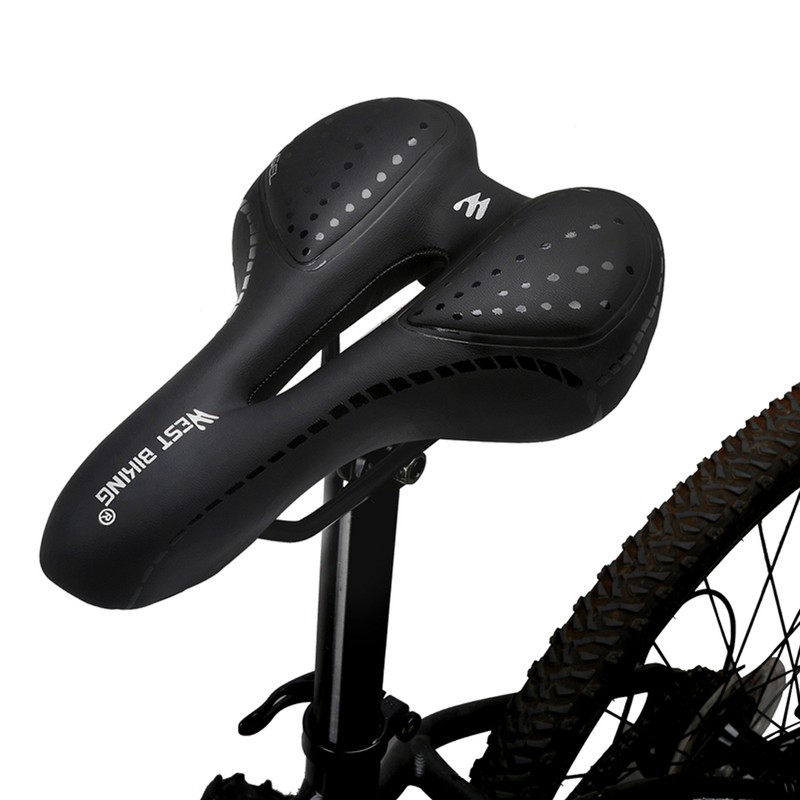 Bicycle Saddle Breathable PU Leather Hollow Cushion Comfortable Road Bike