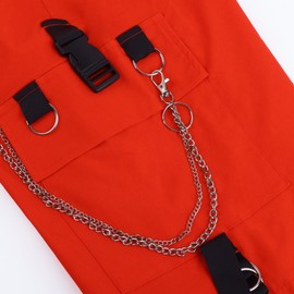 DINGJIUYAN Loose Cargo Shorts with Chain Women Large Pocket Harajuku Short Pants Couple Trendy Summer Hip Hop Goth Shorts