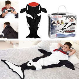 Snug Rug Killer Whale Tail Black & White Super Soft Quality Nerz Fleece Blanket - Up to 1.5 m tall, Polyester, 61 x 5 x 142 cm