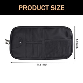 Anyhut 1 PC Car Visor Organizer, Sun Visor Organizers with Sunglasses Holder for Cars, 11.81" × 5.91" Multi-functional Car Pouch Organizer and Storage, Universal for Most Cars, Trucks, SUVs (Black)