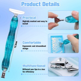 ZYNERY 18 PCS Diamond Painting Pens Kit, Metal Tips & Resin Drill Pens, Diamond Painting Tools Accessories with Anti-Slip Mat, Tray, Clay - Ideal for DIY Crafts, Diamond Art Lovers & Beginners (Blue)