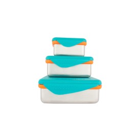 Kid Basix by New Wave Safe Snacker 3 Size Bundle Reusable Stainless Steel Lunchboxes Includes 23oz, 13oz and 7oz Reusable, Teal