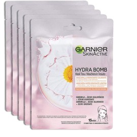 Garnier SkinActive, Hydra Bomb super-hydrating and soothing sheet mask, For dry and sensitive skin, Chamomile, Pack of 5