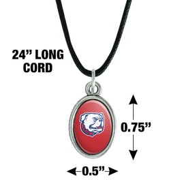 Louisiana Tech University Secondary Antiqued Oval Charm Pendant with Black Satin Cord