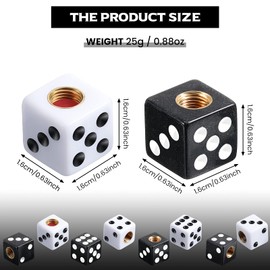 Frienda 8 Pcs Dice Tire Valve Stem Caps, 4 White and 4 Black Dice Style Tire Valve Stem Caps, Wheel Valve Stem Caps for Car Bike Tires