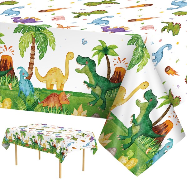 2 Pcs Dinosuar Tablecloth - Plastic Jungle Animal Dino Party