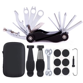 Cozyroomy multi-tool bicycle repair kit - bicycle tool set with bicycle multi-tool (with chain tool) and tyre repair tool bicycle portable tool bag, red