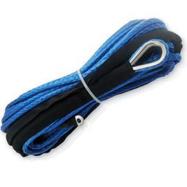 Synthetic Winch Rope 5/16" x 50ft 8500 LBs with Black Protective Sleeve and Sheath for 4x4 Off Road Atvs Winches ATV UTV SUV Truck Boat(Blue)