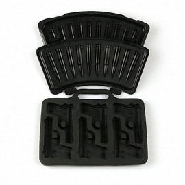 MoldFun 3D Grenade Ice Ball Molds & Pistol Gun + AK47 Bullet Ice Cube Trays - Set of 5 - Novelty Ice Maker for Whisky Cocktail