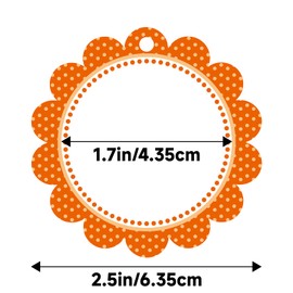 G2PLUS 50PCS Orange Scalloped Gift Tags, 2.5in Round Scalloped Gift Tags with String, Large Blank Paper Hanging Labels Craft Tag with Orange and White Polka Dots Edge Design for Arts Crafts Packaging