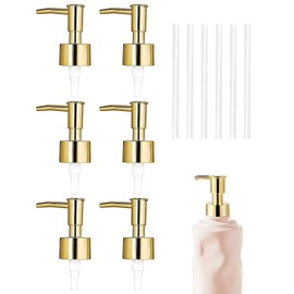 DAWZMR 6 Pack Gold Soap Dispenser Pump, Top Replacement for Lotion & Regular Glass Bottles (Standard Diameter 28/400 Neck Size)