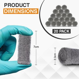 ARVO Steel Wire Wool Pack of 20 – Grade 0 Steel Wool for Mice Control, Cleaning & Polishing – Fine Wire Wool Mice Blocker for Small Gaps – 20 Small Rolls (Each 2.3 cm x 7 cm)