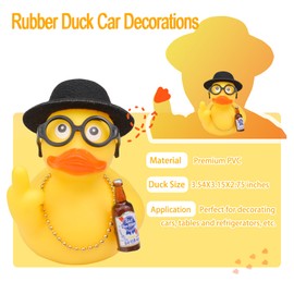 CoFuBcad Funny Rubber Ducks Decoration, Quirky Decor Ducking Cool Car Dashboard Decorations Car Accessories with Hat Necklace, Sunglasses, Cool Prop, Office Festival Gifts