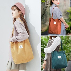 Makukke Women's Shoulder Bag - 2 Pieces Cord Bag Shoulder Bag Shopper Handbag for Everyday Use, Office, School Trip and Shopping