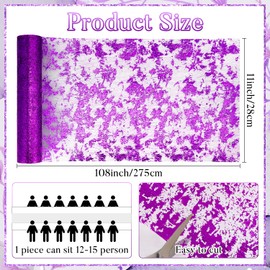 6PCS Purple Table Runner, 11"x108" Glitter Metallic Mesh Table Runner Roll, Sparkly Purple Foil Table Decorations Centerpiece for Bridal Wedding Birthday Party Christmas