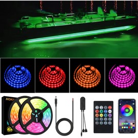 Led Strip Boat Lights Kit, 100FT Bluetooth Multi-Color Marine Pontoon Led Lights, Under Gunnel Deck and Night Fishing Lights, APP and Remote Control, Sound Music Sync