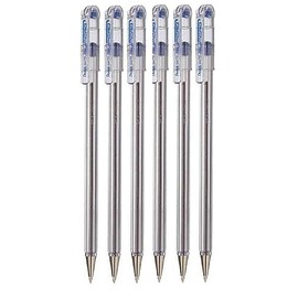 Pentel Blue Superb Ballpoint Pen Ball Point Pens 0.7mm Nib Tip 0.25mm Line Width Fine Line Refillable Ink BK77 (Pack Of 6)