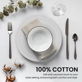 Calicot Cloth Napkins 100% Cotton Everyday Set of 12 Dinner Napkins Cloth Washable, Kitchen, Party, Wedding, Restaurant - Gifts for Mothers Day (Frosted Beige, 18'' X 18'')