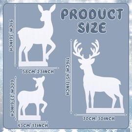 Vercraft 3 Pieces 23-45 Inch Large White Reindeer Christmas Decoration Outdoor Christmas Yard Decorations 2D Deer Family Silhouette Set Xmas Holiday Yard Decor for Lawn and Home Party