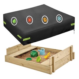 OUTTDID Square Sandbox Cover, 420D Garden Waterproof Sand Pit Cover Dustproof Protection Sandpit Pool Cover Black Sand Box Canopy with Drawstring Avoid the Sand and Toys Contamination - 155CM