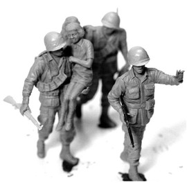 Master Box MB35078 1/35 France 1944 American Descent Soldiers + 3 Civilians + Carriage Plastic Model