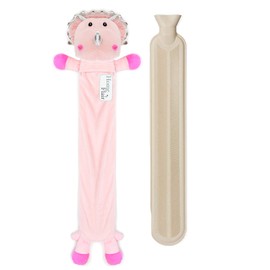 Hot Water Bottles, Kids Animal Super Soft Long Hot Water Bottle, Novelty Hottie (Pink Dinosaur - 2 LTR Long)