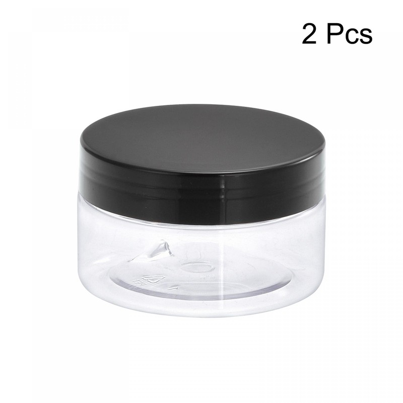 uxcell Round Plastic Jars with Black Screw Top Lid, 3oz/