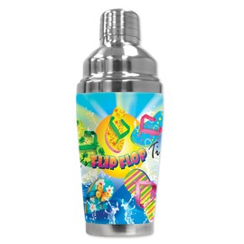 Mugzie "Flip Flop Time" Cocktail Shaker with Insulated Wetsuit Cover, 16 oz, Black