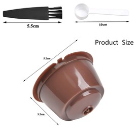 Reusable Coffee Pods,6 Pieces of Coffee Capsule Cups, with 1 Spoon and 1 Cleaning Brush, for Dolce Gusto Reusable Pods, Filter Pod Cups for Ground Coffee(Brown).