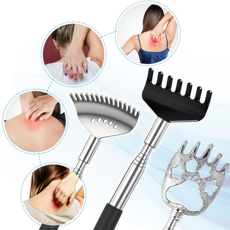 Yeipis 3 Pack Different Back Scratcher Metal Portable Telescoping with