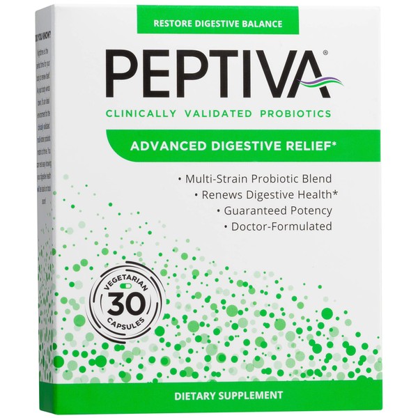 Peptiva Advanced 50 Billion CFU Probiotic - Digestive Relief - Clinically Validated, Premium Probiotic, 30ct