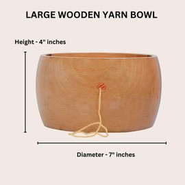 Large Wooden Yarn Bowl – 7x4 Yarn Holder for Crocheting & Knitting – Smooth Mixed Wood Crochet Bowl – Yarn Ball & Knitting Storage Gift