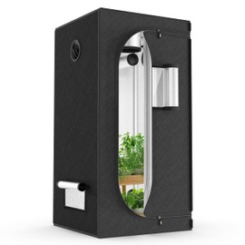 iPower 32" x 32" x 63" Hydroponic Water-Resistant Grow Tent, Removable Floor Tray and Tool Bag, with Observation Window, for Indoor Plant Seedling, Propagation, Blossom, Black