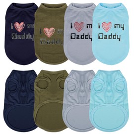 Expressive Pet Vest: 4PCS Sleeveless Dog Shirt with 'I Love My Daddy' Slogan, Ideal for Chihuahuas, Poodles, Yorkies, and More - Adorable Design, Ultimate Comfort, Easy Maintenance! X-Small