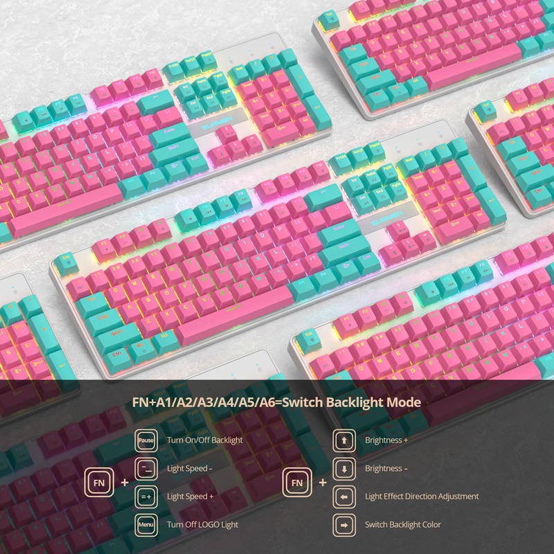 Ussixchare Full Size Mechanical Keyboard, Creamy Keyboard with Number Pad,