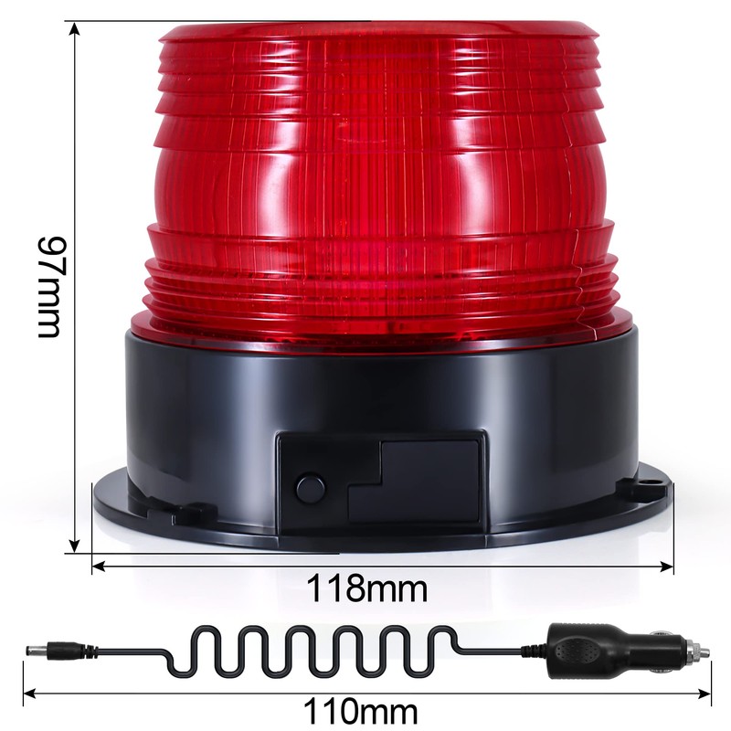AnTom Wireless Strobe Light, Red LED Rechargeable Battery Magnet Rooftop