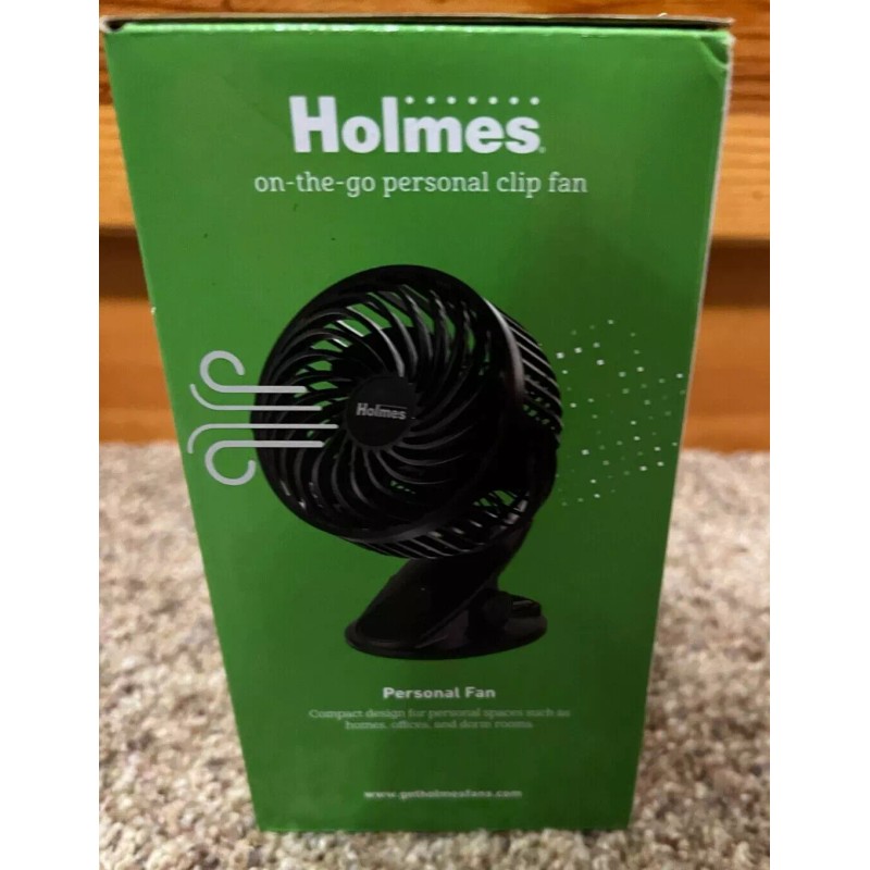 Holmes 4" On-The-Go Portable Clip Rechargeable Battery 360° Rotation Fan