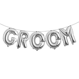 16 inch Multicolor GROOM Balloons Banner Wedding Party Decorations Sign (GROOM Silver)