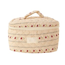QUINTRA Carry Bag Printed Cotton Makeup Bag Large Travel Makeup Bag Flower Makeup Bag Women Girls Bag Household Organisation, E, standard size