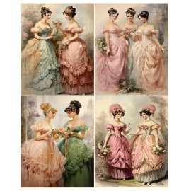 DIY Set of 4 Size 8x10" Victorian Women  Decoupage Prints for Home Decor DIY #KV4