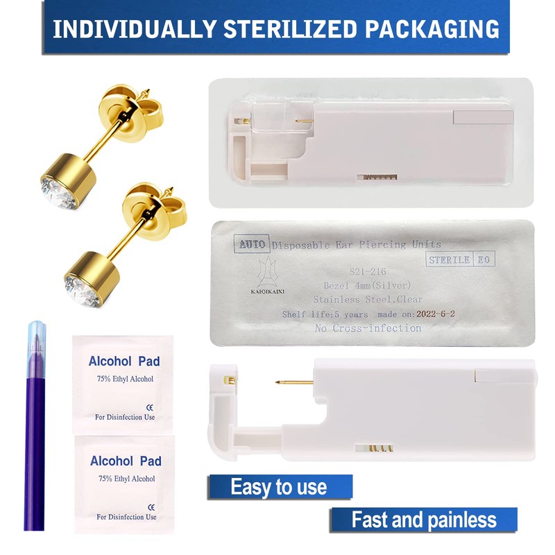 2PCS Ear Nail Gun Disposable Aseptic Household Ear Piercing Gun