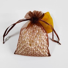 Dkrsyz Packs of 50 Gift Organza Bags Brown Drawstring 4x6 Inch for Baby Shower,Christmas,Teen Birthday,Party Favor,Wedding,Graduation Sheer Mesh Fabric Wrap Ribbon Sachet for Jewelry,Candy,Necklace