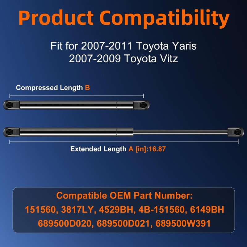 Euplokeer Qty (2) Liftgate Replacement Lift Support for Toyota Yaris