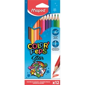 Maped Colouring Set - 12 Colour'Peps Colouring Pencils + Zenoa Blue Eraser + Croc Rabbit Sharpener, Blue