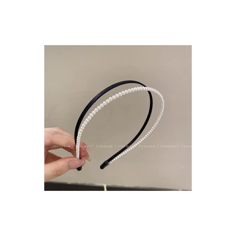 Pearl Headband Velour Black Adult Hair Band Wedding Hair Accessory